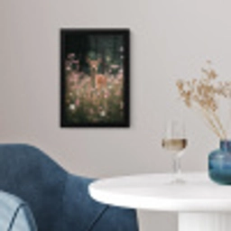 Hert - Wilde bloemen - Bos fotolijst zwart zonder passe partout klein -sfeer4