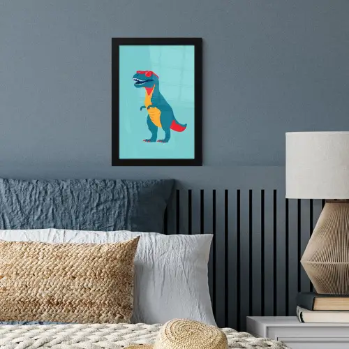 Dinosaurus - Blauw - Zonnebril fotolijst zwart zonder passe partout klein -sfeer3