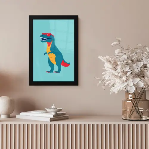 Dinosaurus - Blauw - Zonnebril fotolijst zwart zonder passe partout klein -sfeer5