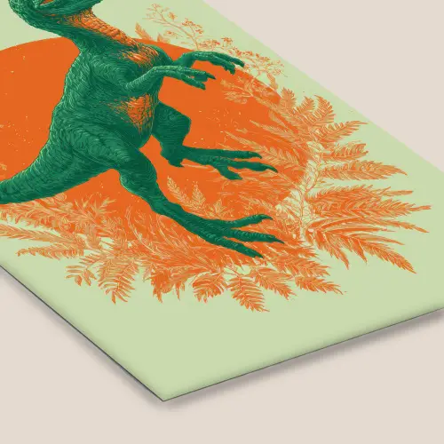 Dinosaurus - Groen - Planten - Cirkel fotolijst zwart zonder passe partout klein -zsfeer6