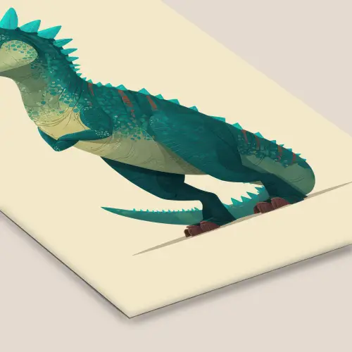 Dinosaurus - Turquoise - Stekels fotolijst zwart zonder passe partout klein -zsfeer6