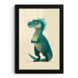 Dinosaurus - Turquoise - Stekels fotolijst zwart zonder passe partout klein -3d