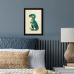 Dinosaurus - Turquoise - Stekels fotolijst zwart zonder passe partout klein -sfeer3