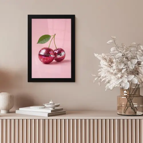 Disco - Kersen - Roze fotolijst zwart zonder passe partout klein -sfeer5