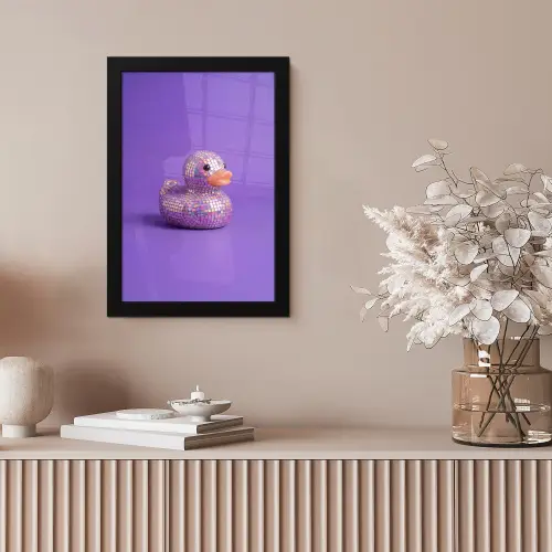 Disco - Eend - Paars fotolijst zwart zonder passe partout klein -sfeer5