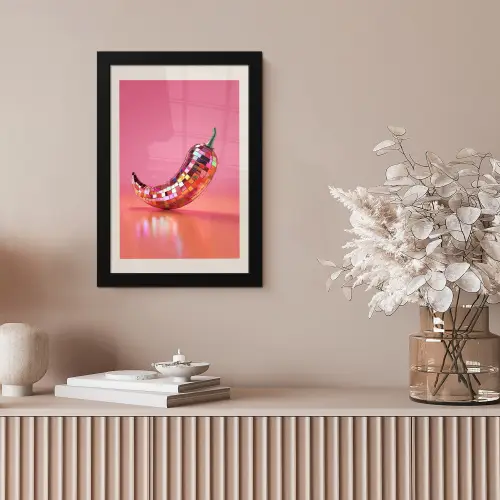 Disco - Peper - Roze fotolijst zwart zonder passe partout klein -sfeer5