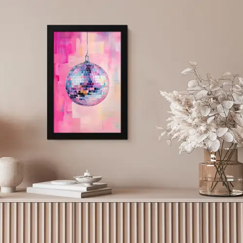 Discobal - Pink - Verf fotolijst zwart zonder passe partout klein -sfeer5