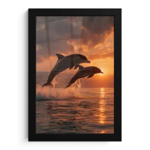 Dolfijnen - Zee - Realistisch fotolijst zwart zonder passe partout klein -3d