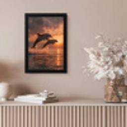 Dolfijnen - Zee - Realistisch fotolijst zwart zonder passe partout klein -sfeer5