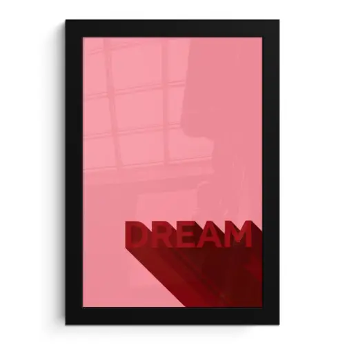 Dream - 3D - Rood - Roze fotolijst zwart zonder passe partout klein -3d
