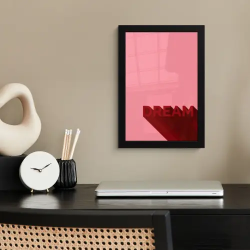Dream - 3D - Rood - Roze fotolijst zwart zonder passe partout klein -sfeer1