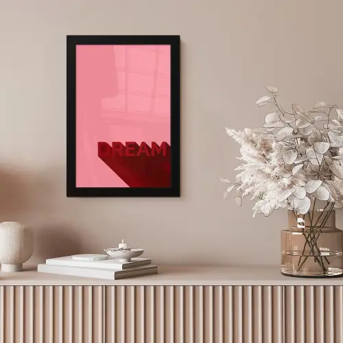 Dream - 3D - Rood - Roze fotolijst zwart zonder passe partout klein -sfeer5
