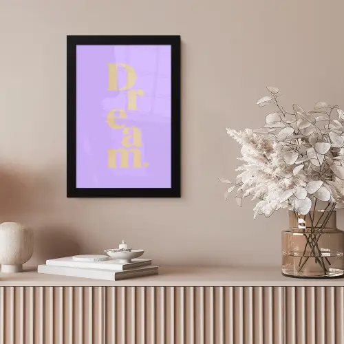 Dream - Paars - Typografisch fotolijst zwart zonder passe partout klein -sfeer5