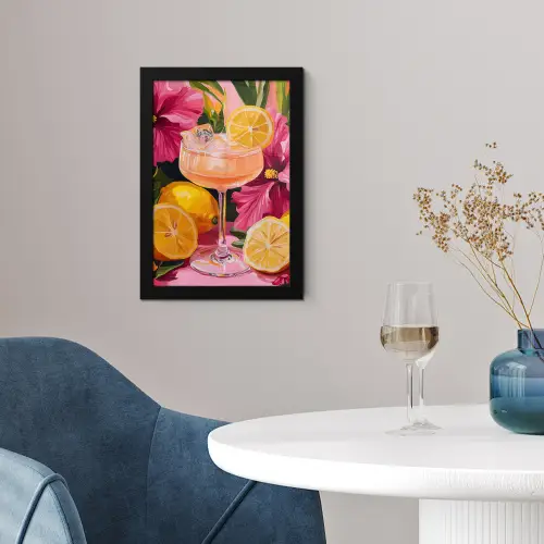 Drink - Bloemen - Yellow fotolijst zwart zonder passe partout klein -sfeer4