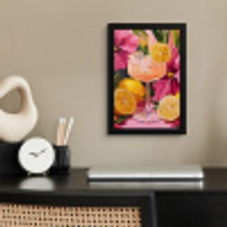 Drink - Bloemen - Yellow fotolijst zwart zonder passe partout klein -sfeer1