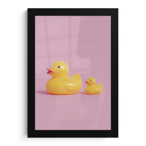Eendjes - Vrolijk - Roze fotolijst zwart zonder passe partout klein -3d