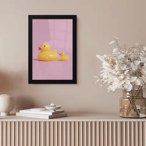 Eendjes - Vrolijk - Roze fotolijst zwart zonder passe partout klein -sfeer5