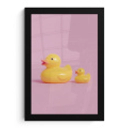 Eendjes - Vrolijk - Roze fotolijst zwart zonder passe partout klein -3d