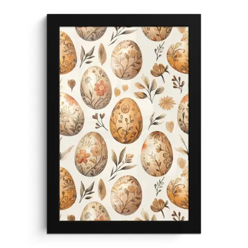 Paaseieren - Bruin - Bloemen fotolijst zwart zonder passe partout klein -3d