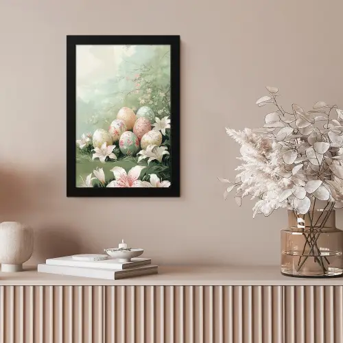 Paaseieren - Pasteltinten - Bloemen fotolijst zwart zonder passe partout klein -sfeer5