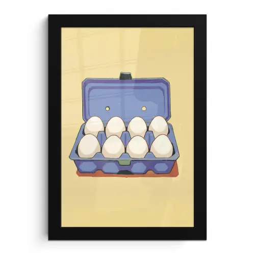 Eieren - Doos - Minimalistisch - Blauw fotolijst zwart zonder passe partout klein -3d