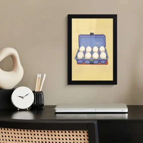 Eieren - Doos - Minimalistisch - Blauw fotolijst zwart zonder passe partout klein -sfeer1