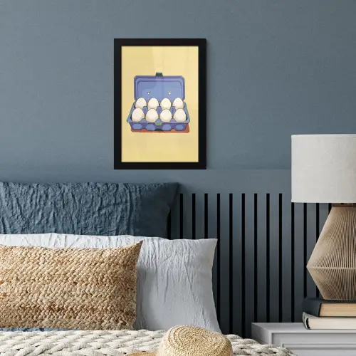 Eieren - Doos - Minimalistisch - Blauw fotolijst zwart zonder passe partout klein -sfeer3