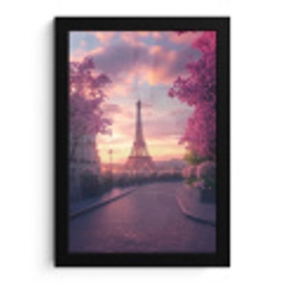Eiffeltoren - Parijs - Roze fotolijst zwart zonder passe partout klein -3d