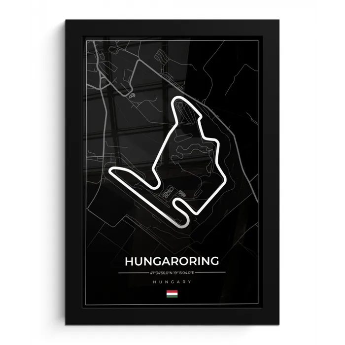F1 - Hongarije - Auto - Racebaan - Hungaroring - Zwart fotolijst zwart zonder passe partout klein -3d