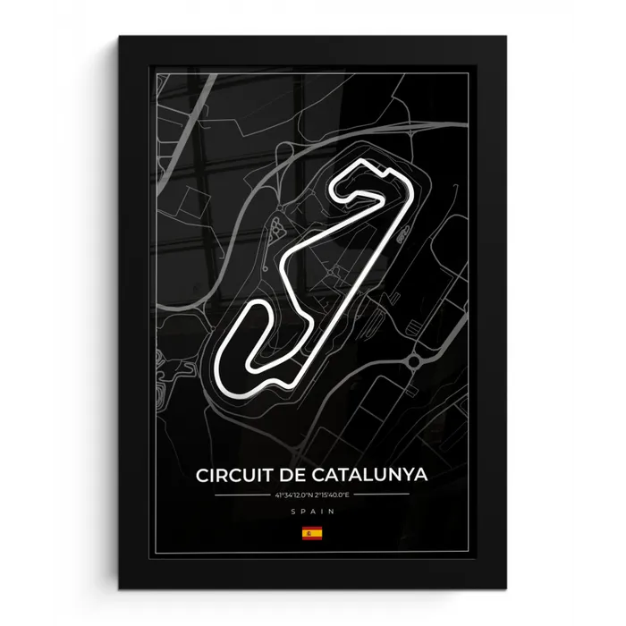 F1 - Racebaan - Circuit de Barcelona-Catalunya - Circuit - Spanje - Zwart fotolijst zwart zonder passe partout klein -3d