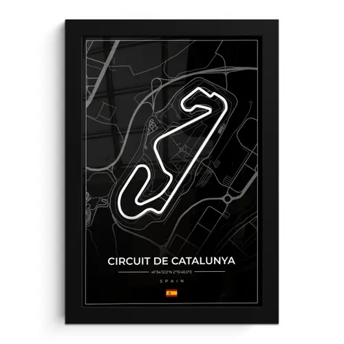 F1 - Racebaan - Circuit de Barcelona-Catalunya - Circuit - Spanje - Zwart fotolijst zwart zonder passe partout klein -3d