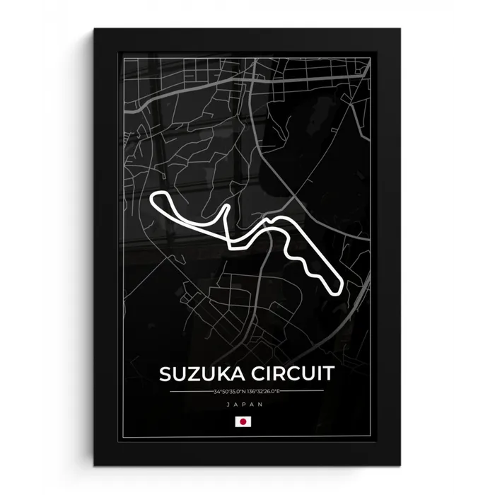 F1 - Racing - Japan - Suzuka Circuit - Racebaan - Zwart fotolijst zwart zonder passe partout klein -3d