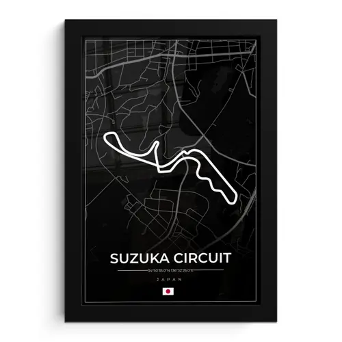 F1 - Racing - Japan - Suzuka Circuit - Racebaan - Zwart fotolijst zwart zonder passe partout klein -3d
