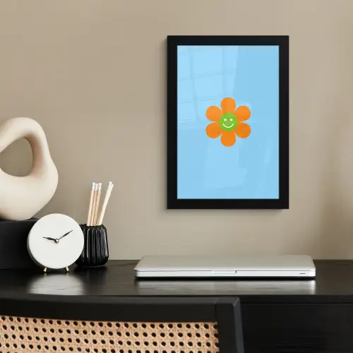 Bloem - Smiley - Kleurrijk fotolijst zwart zonder passe partout klein -sfeer1