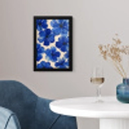 Bloemen - Blauw -Patroon - Wit fotolijst zwart zonder passe partout klein -sfeer4