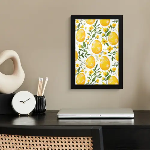 Bloemen - Paaseieren - Geel fotolijst zwart zonder passe partout klein -sfeer1
