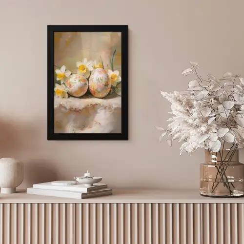 Bloemen - Eieren - Geschilderd fotolijst zwart zonder passe partout klein -sfeer5