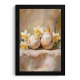 Bloemen - Eieren - Geschilderd fotolijst zwart zonder passe partout klein -3d