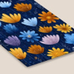 Bloemen - Patroon - Blauw - Contrast fotolijst zwart zonder passe partout klein -zsfeer6