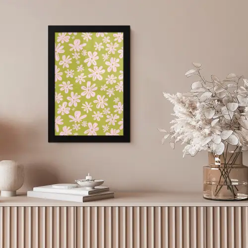 Bloemen - Roze - Getekend - Patroon fotolijst zwart zonder passe partout klein -sfeer5