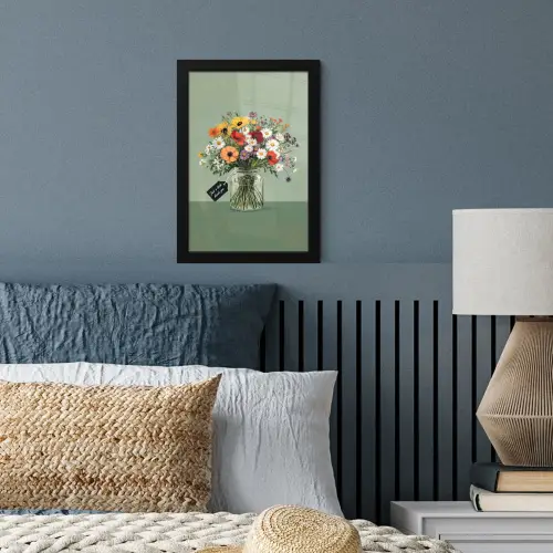 Bloemen - Vaas - Kaartje fotolijst zwart zonder passe partout klein -sfeer3