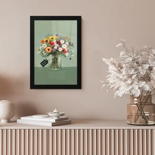 Bloemen - Vaas - Kaartje fotolijst zwart zonder passe partout klein -sfeer5