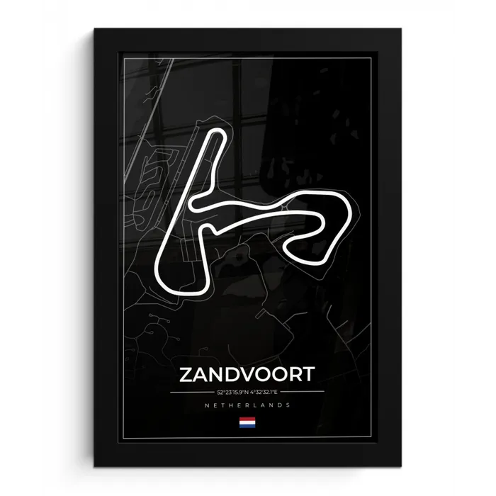Formule 1 - Circuit Zandvoort - Racebaan - Nederland - Circuit - Zwart fotolijst zwart zonder passe partout klein -3d