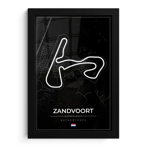 Formule 1 - Circuit Zandvoort - Racebaan - Nederland - Circuit - Zwart fotolijst zwart zonder passe partout klein -3d