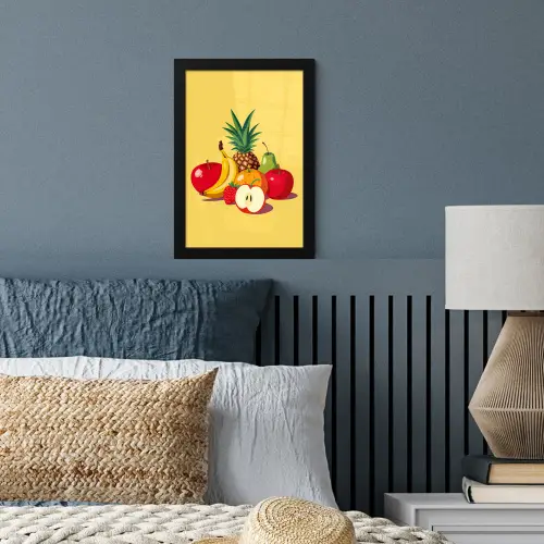 Fruit - Illustratie - Kleurrijk fotolijst zwart zonder passe partout klein -sfeer3