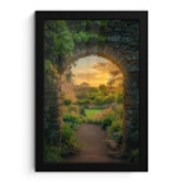 Poort - Planten - Zonsondergang fotolijst zwart zonder passe partout klein -3d