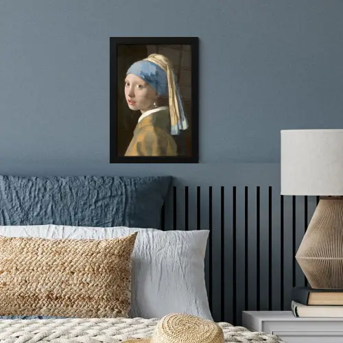 Meisje met de Parel - Schilderij van Johannes Vermeer fotolijst zwart zonder passe partout klein -sfeer3