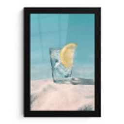 Glas - ijsblokjes - Citroen fotolijst zwart zonder passe partout klein -3d