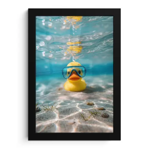 Duikbril - Eend - Water fotolijst zwart zonder passe partout klein -3d