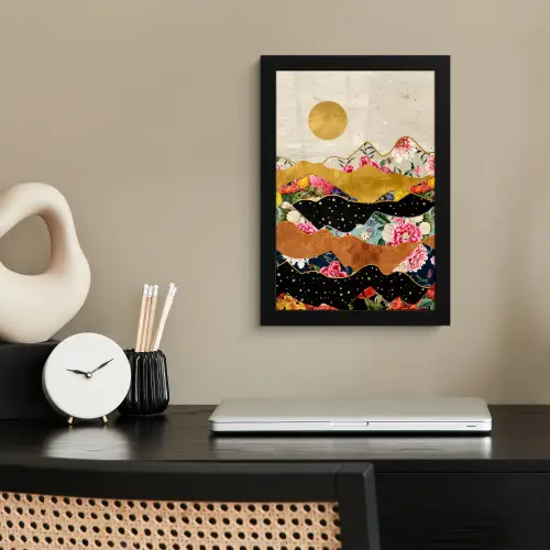 Goud - Bloemen - Print - Abstract - Landschap - Patronen fotolijst zwart zonder passe partout klein -sfeer1